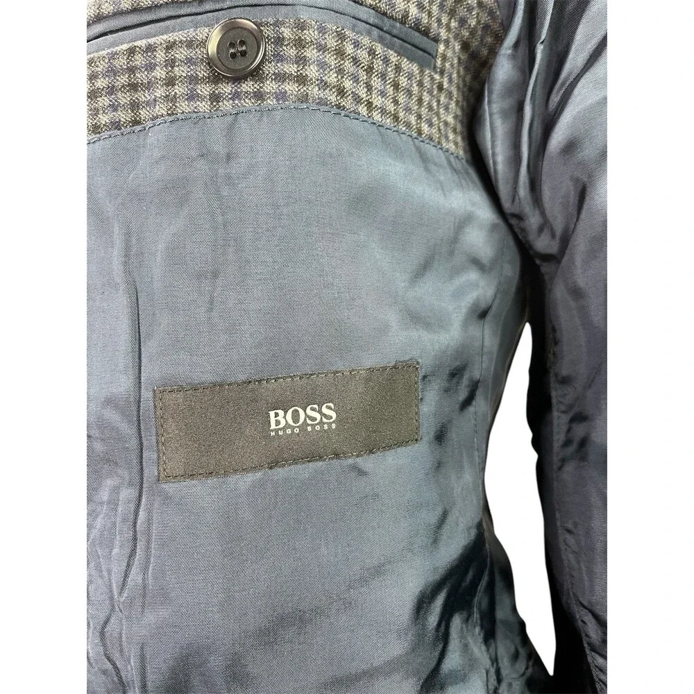 Hugo Boss Hutch3 Men 38R Blazer Wool Check Suit Jacket Coat